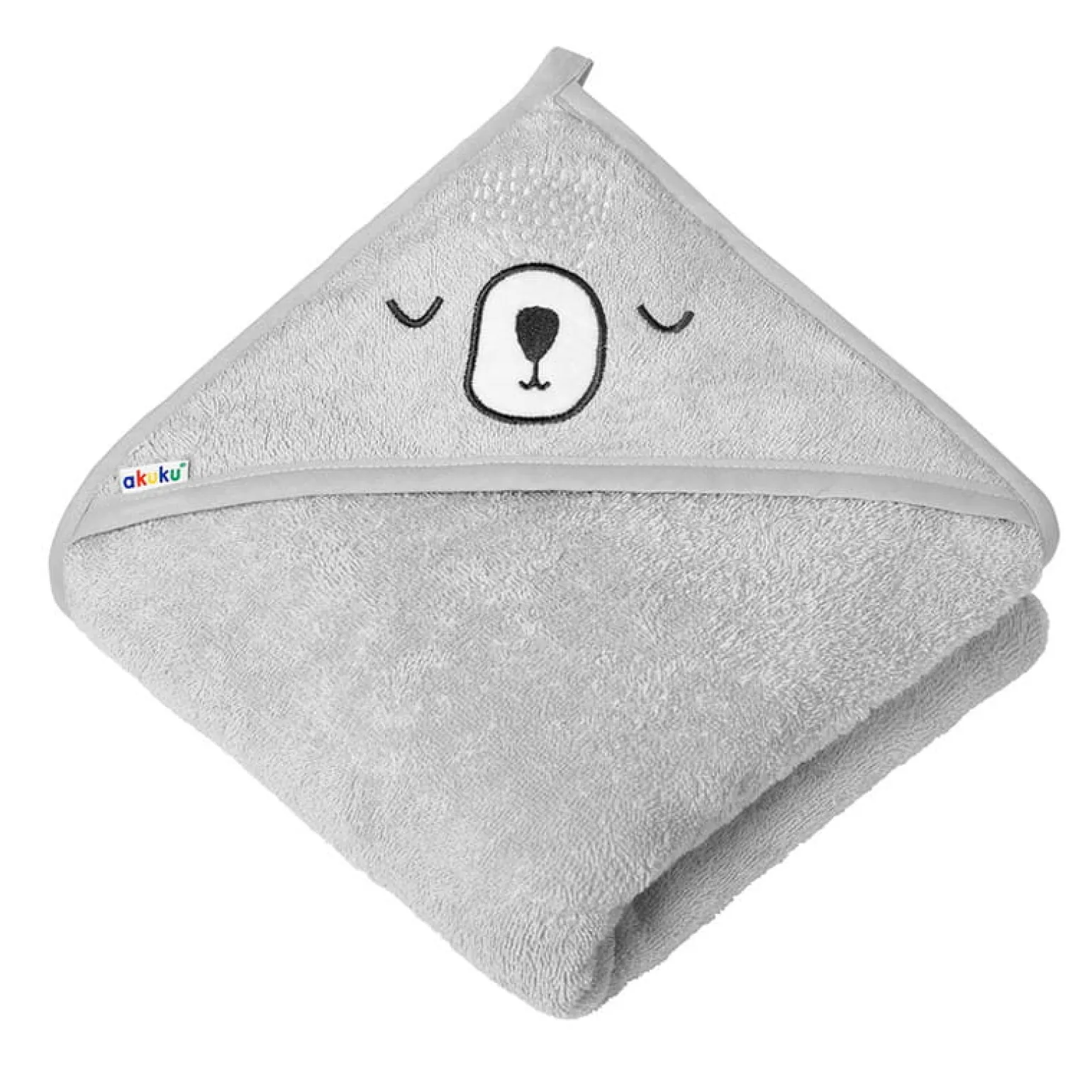AKUKU Ręcznik frotte kąpielowy z kapturkiem - MIŚ