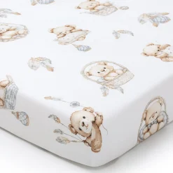 Bawełniane prześcieradło z gumką do łóżeczka 140x70cm - Boho Bears