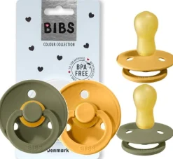 BIBS COLOUR 2-PACK HONEY BEE & OLIVE 6m+ Smoczek Uspokajający kauczuk Hevea
