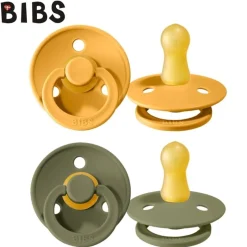 BIBS COLOUR 2-PACK HONEY BEE & OLIVE 6m+ Smoczek Uspokajający kauczuk Hevea