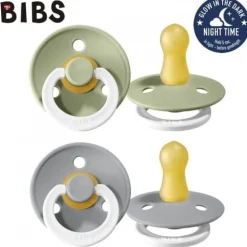 BIBS COLOUR 2-PACK SAGE GLOW & CLOUD GLOW 18m+ Smoczek Uspokajający kauczuk Hevea