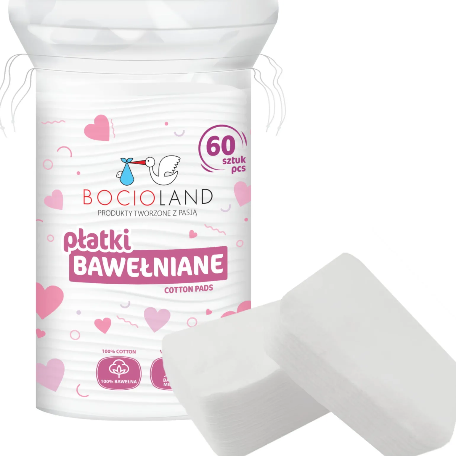 BOCIOLAND Bawełniane płatki kosmetyczne (60 szt.)
