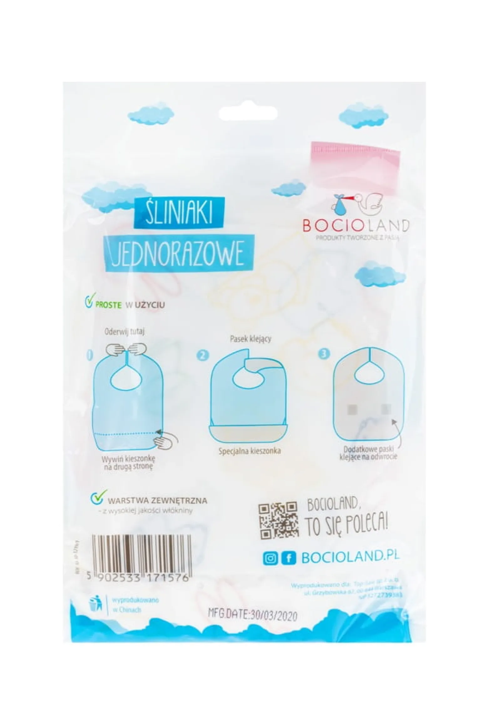 BOCIOLAND Śliniak jednorazowy (10szt.)