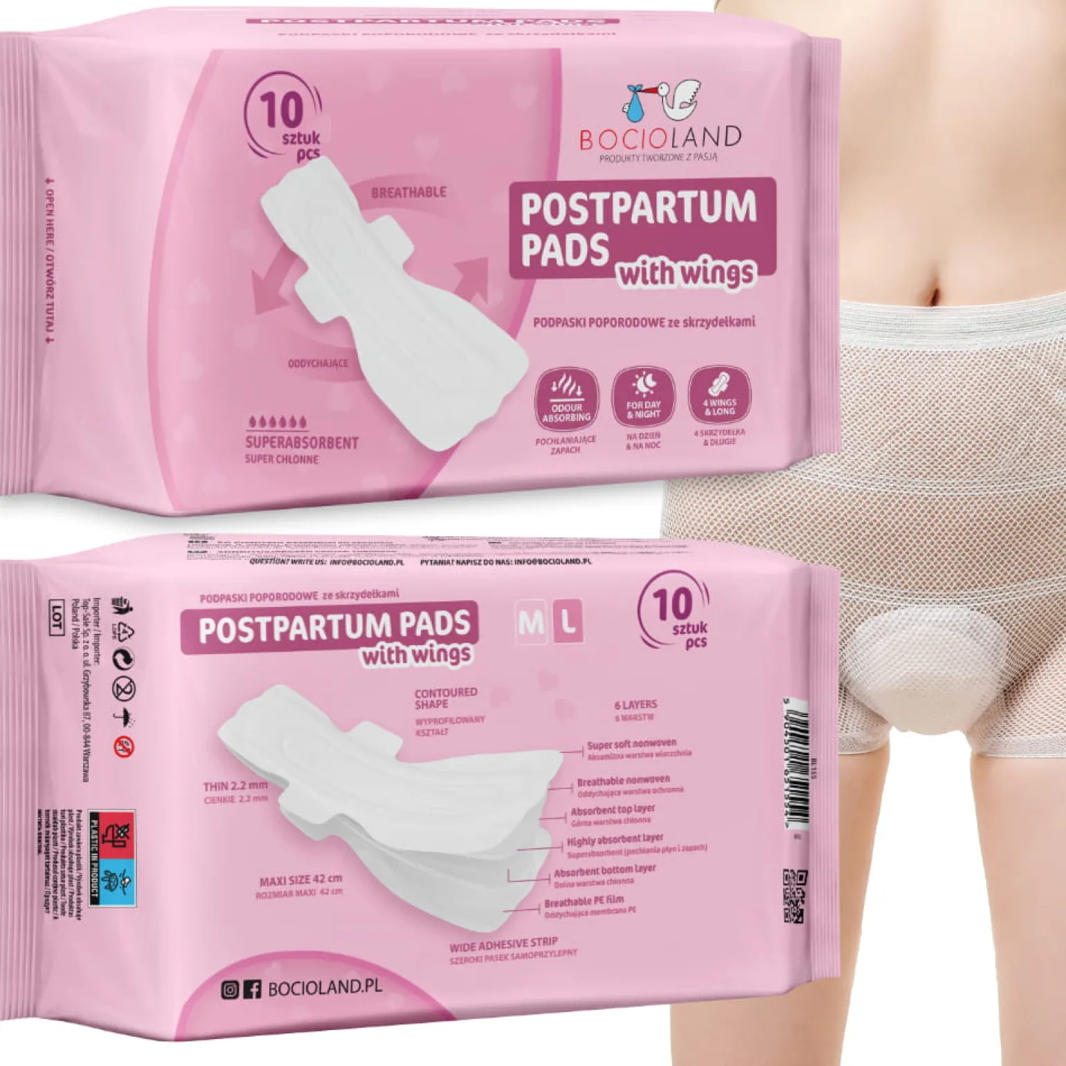 BOCIOLAND Wysokochłonne podkłady poporodowe 10 szt.