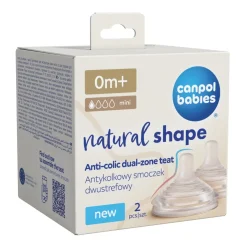 Canpol babies Antykolkowy smoczek dwustrefowy Natural Shape 0m+ 2szt.