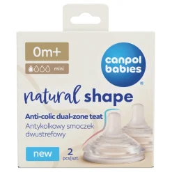 Canpol babies Antykolkowy smoczek dwustrefowy Natural Shape 0m+ 2szt.