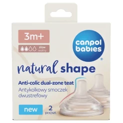 Canpol babies Antykolkowy smoczek dwustrefowy Natural Shape 3m+ 2szt.
