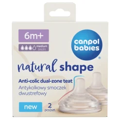 Canpol babies Antykolkowy smoczek dwustrefowy Natural Shape 6m+ 2szt.