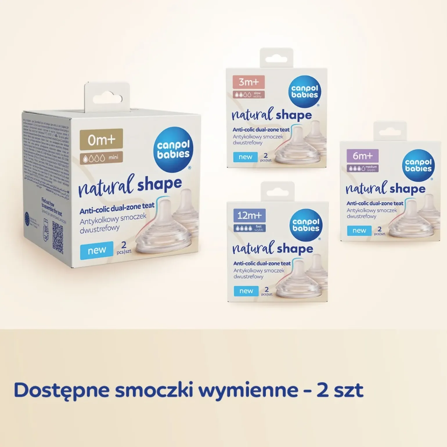 Canpol babies Butelka Natural Shape ze smoczkiem dwustrefowym 150 ml