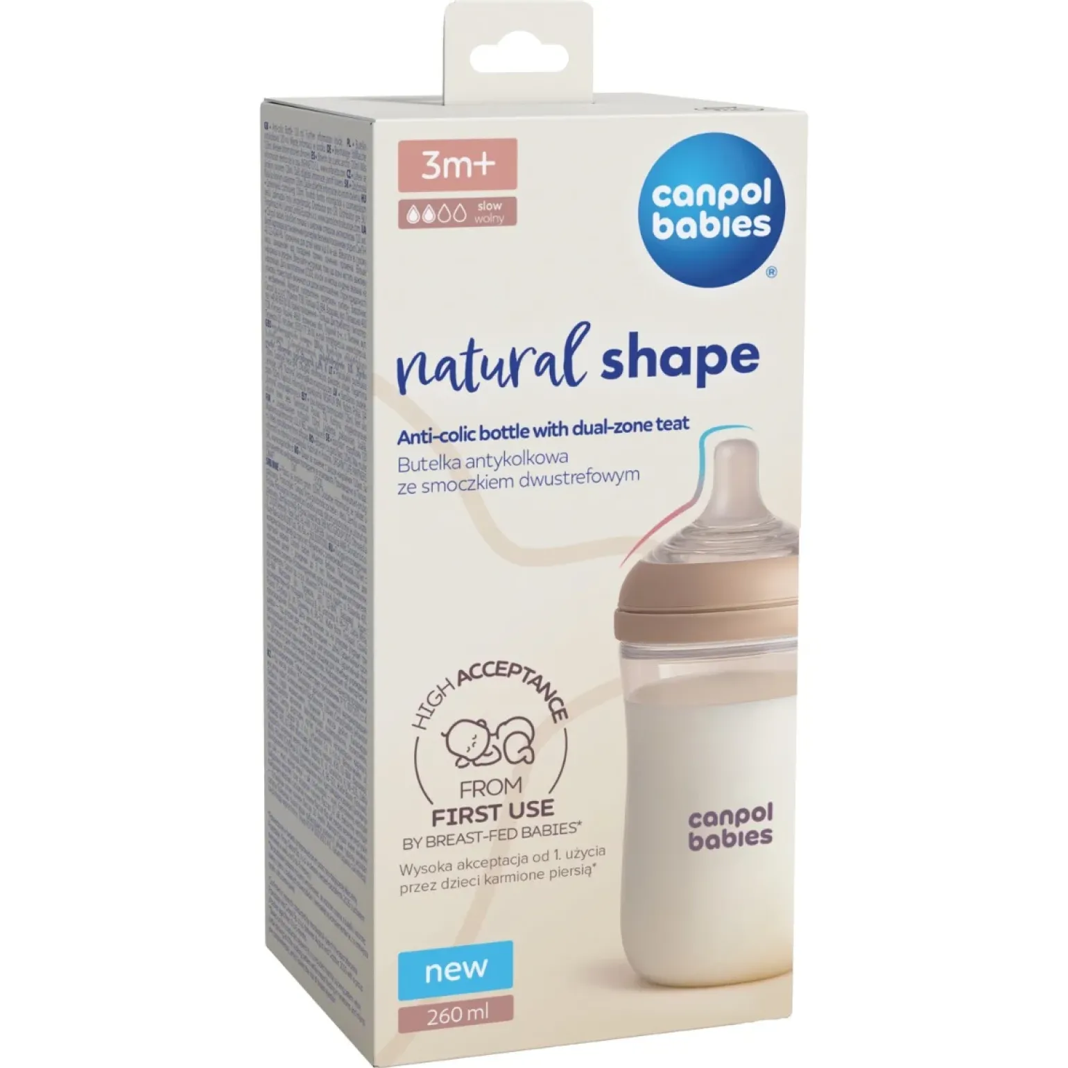 Canpol babies Butelka Natural Shape ze smoczkiem dwustrefowym 260 ml