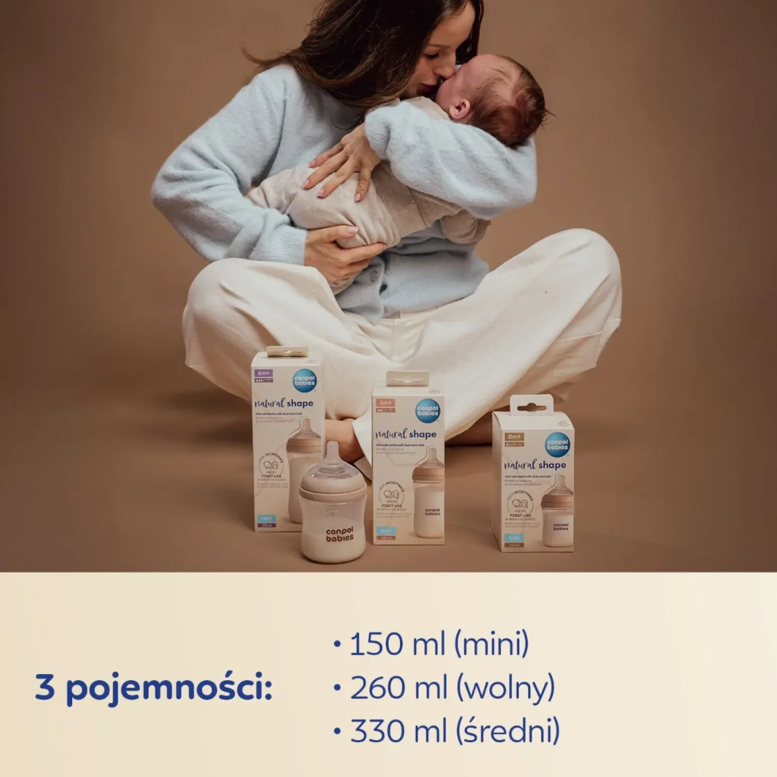 Canpol babies Butelka Natural Shape ze smoczkiem dwustrefowym 330ml