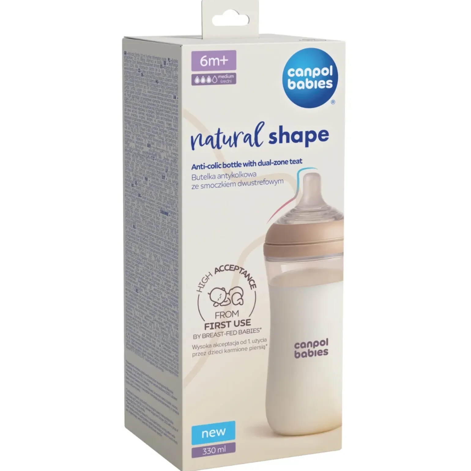 Canpol babies Butelka Natural Shape ze smoczkiem dwustrefowym 330ml