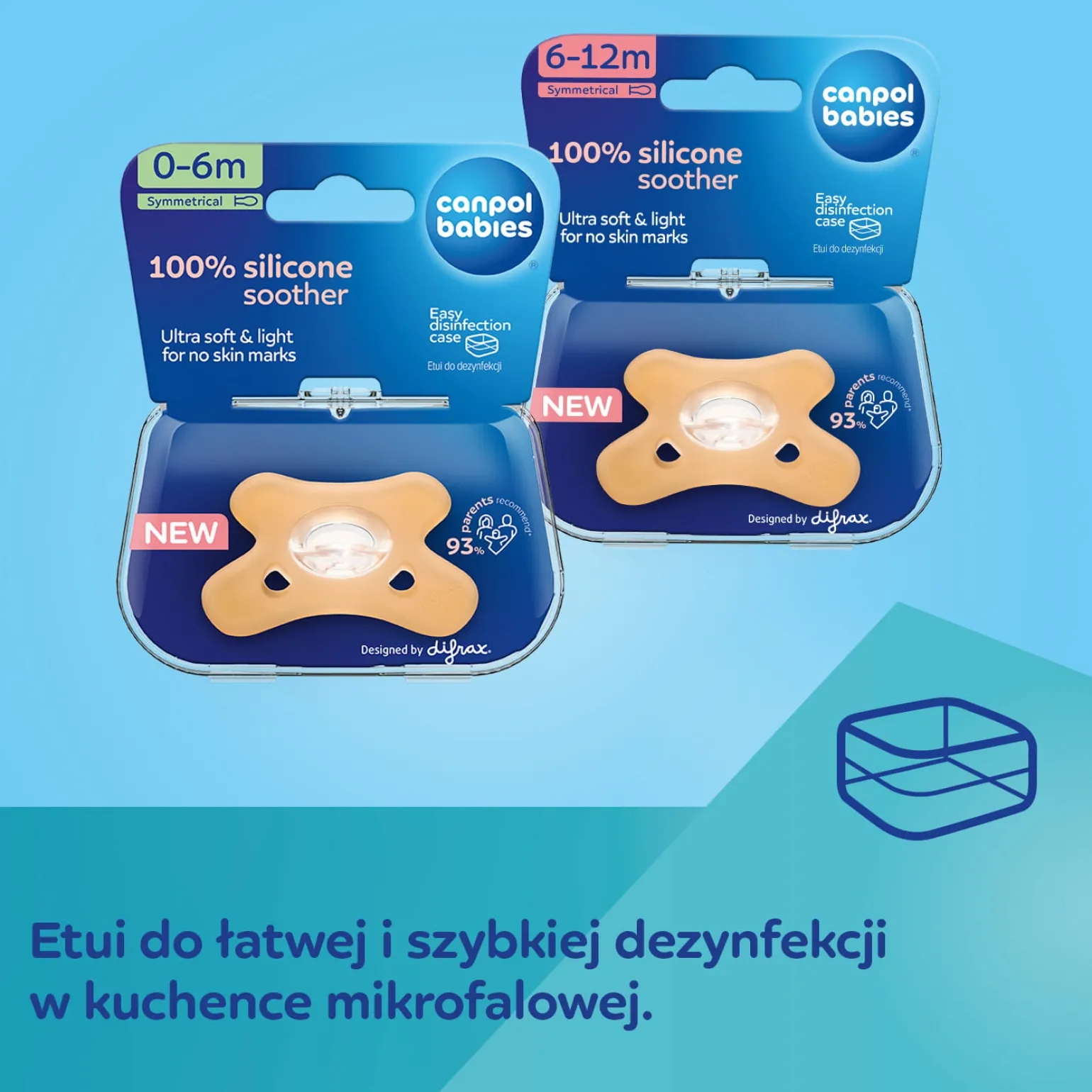 Canpol babies by Difrax Smoczek 100% silikonowy 6-12m symetryczny 1 szt. Orange