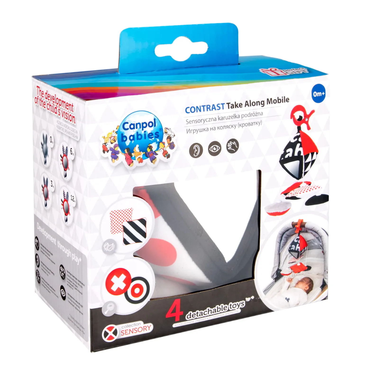 Canpol babies Kontrastowa karuzelka podróżna do wózka/fotelika SENSORY TOYS