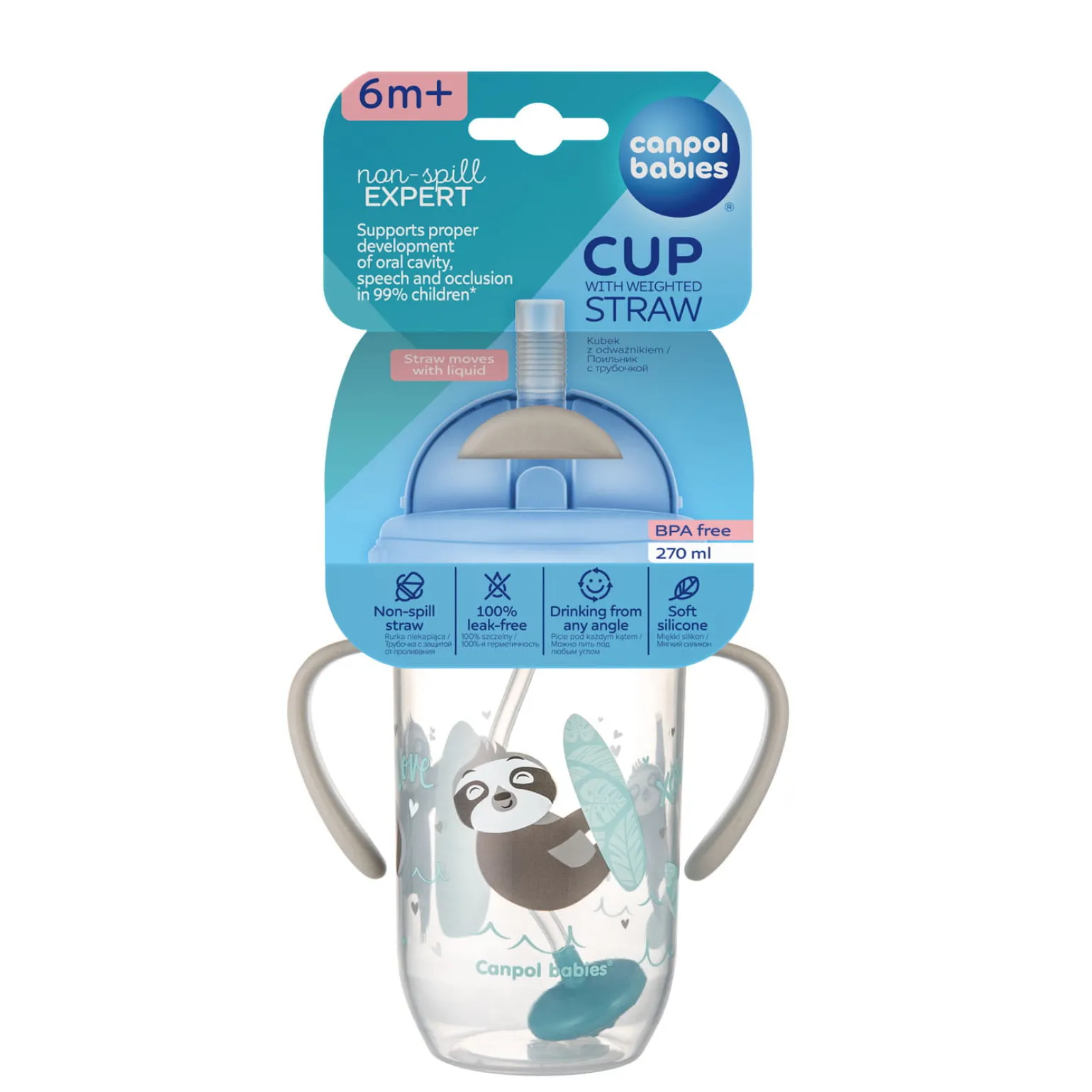 Canpol babies Kubek niekapek z rurką i odważnikiem 270ml EXOTIC ANIMALS