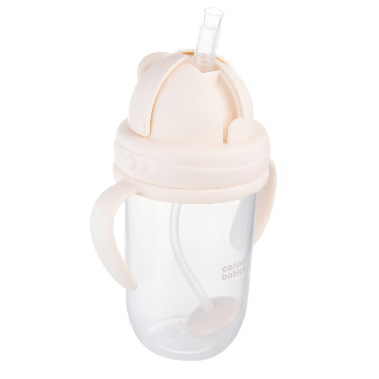 Canpol babies Kubek niekapek z rurką i odważnikiem 270ml Kremowy