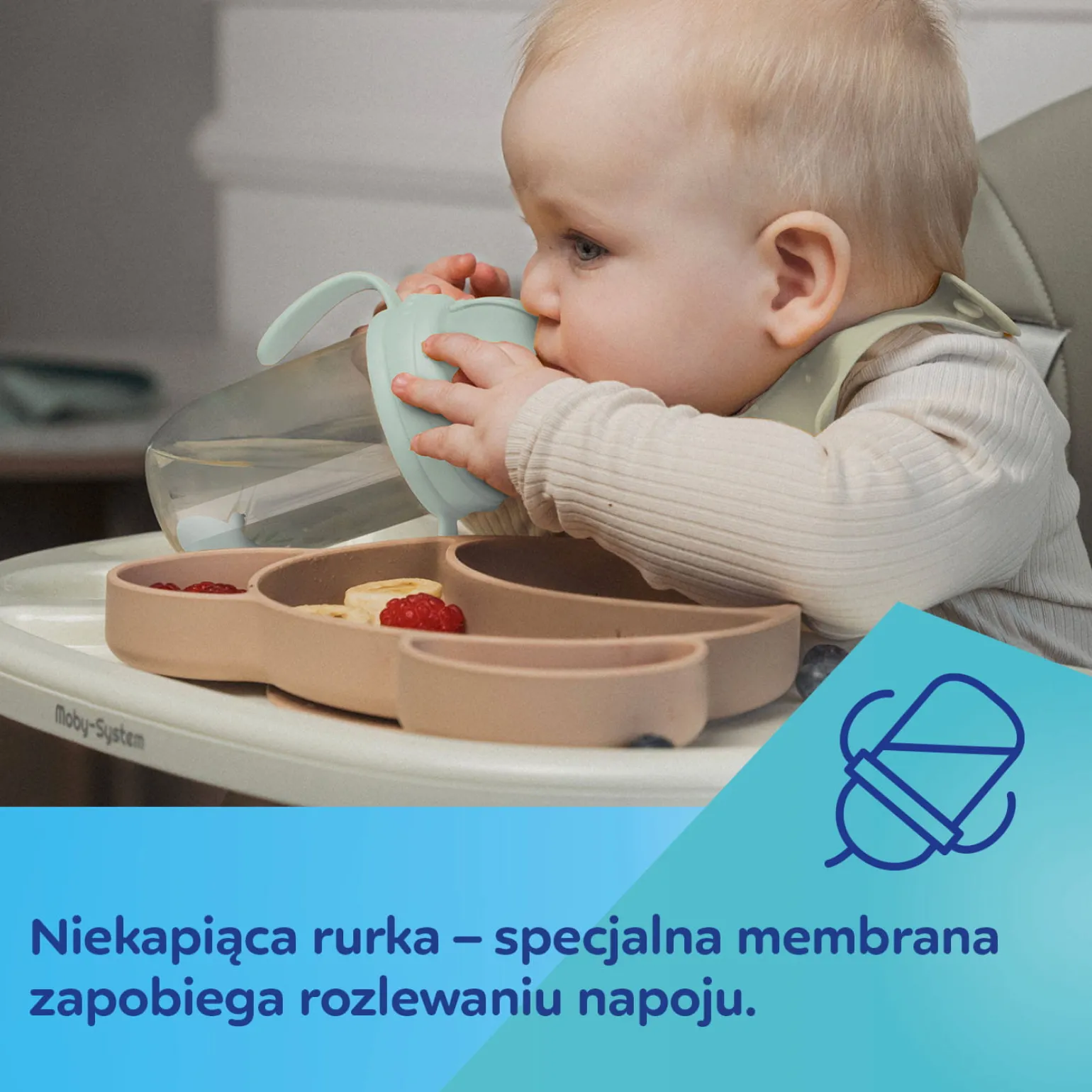 Canpol babies Kubek niekapek z rurką i odważnikiem 270ml Kremowy