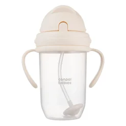 Canpol babies Kubek niekapek z rurką i odważnikiem 270ml Kremowy