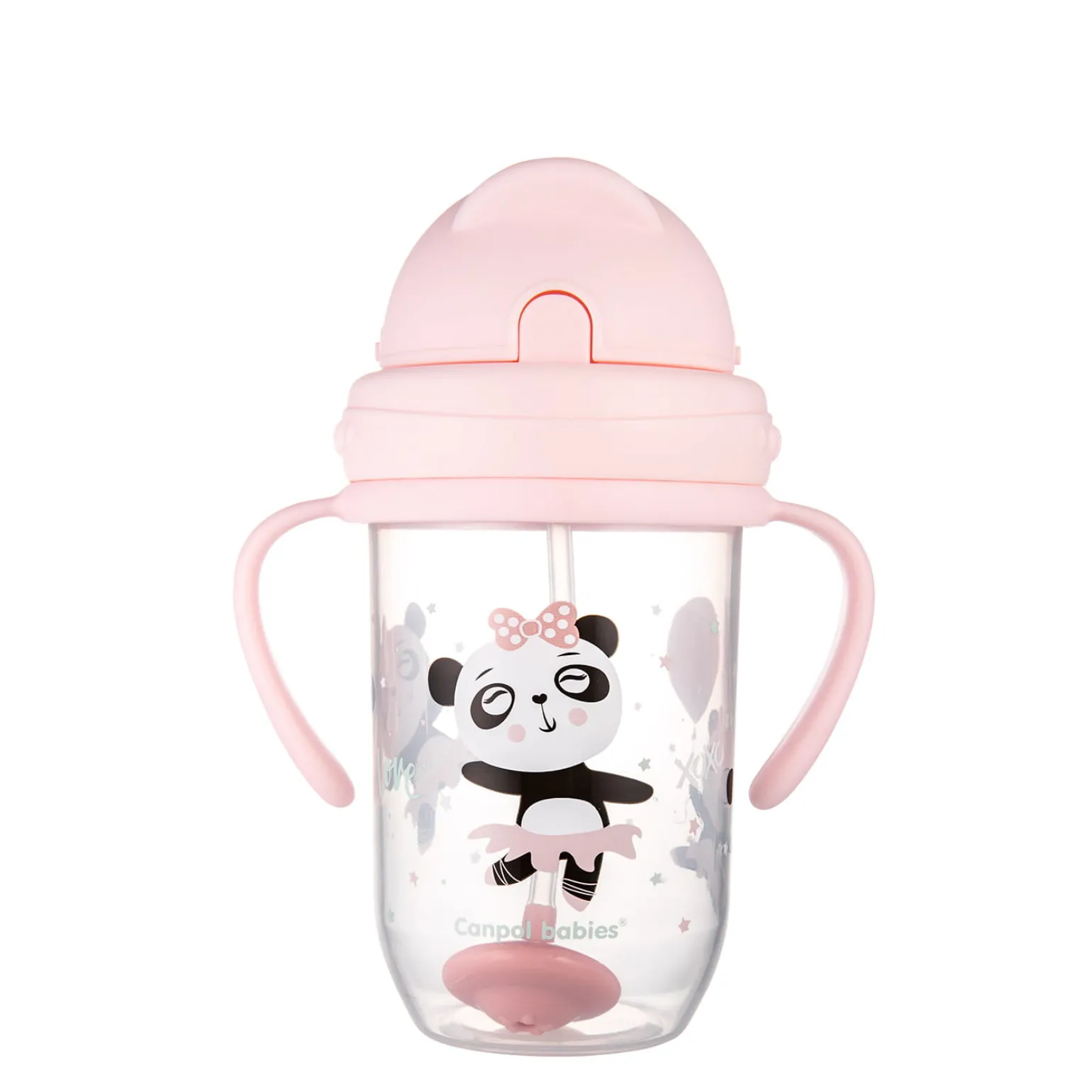 Canpol babies Kubek niekapek z rurką i odważnikiem 270ml Pudrowy Róż