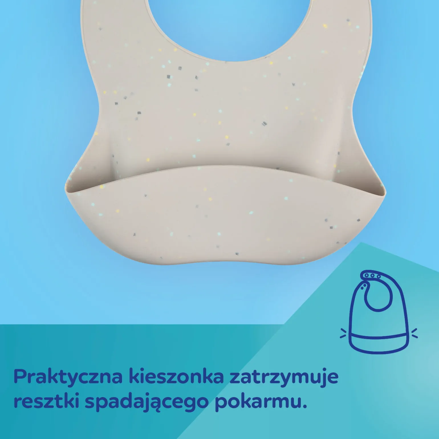 Canpol babies Śliniak silikonowy z kieszonką DOTS Beige