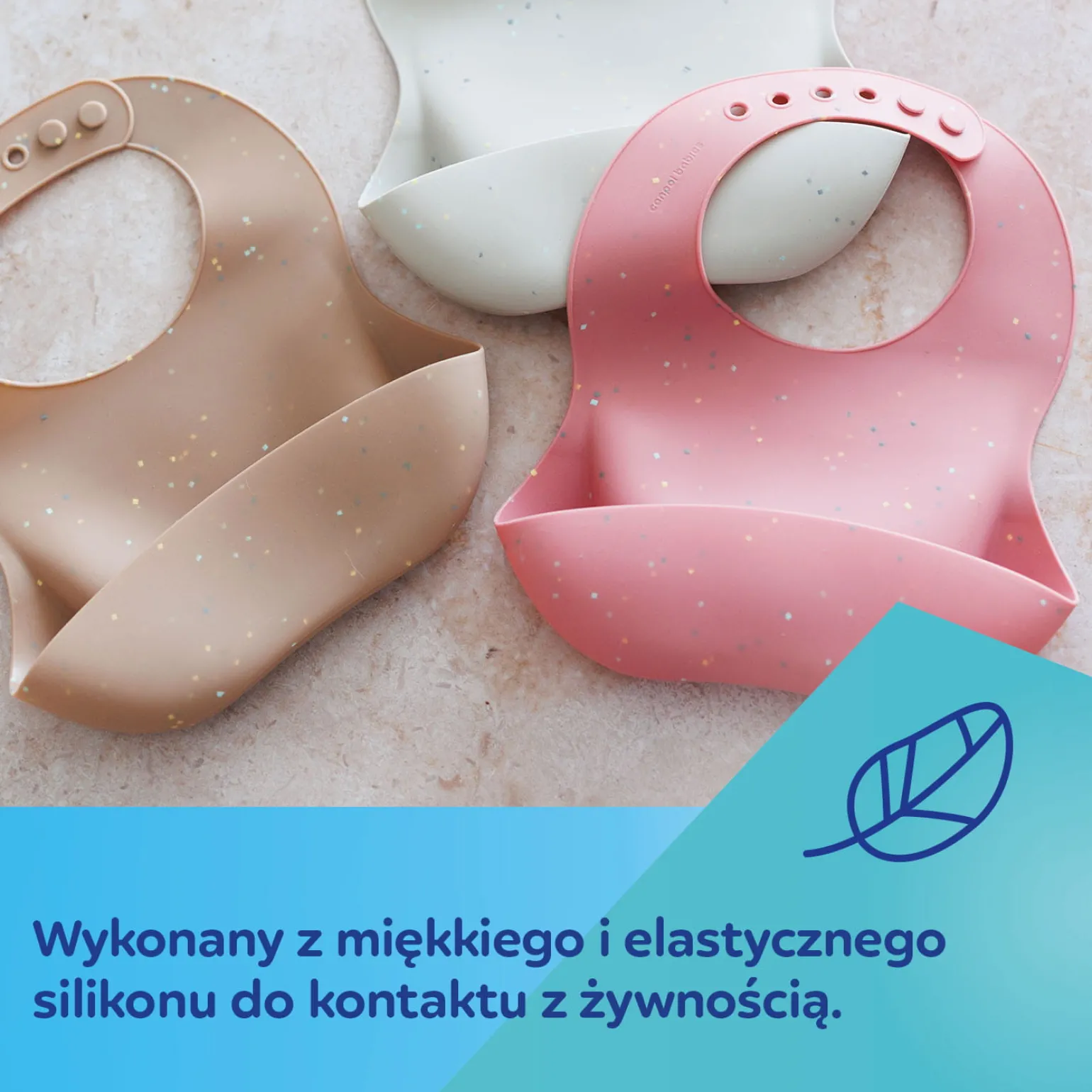 Canpol babies Śliniak silikonowy z kieszonką DOTS Grey