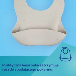 Canpol babies Śliniak silikonowy z kieszonką DOTS Pink
