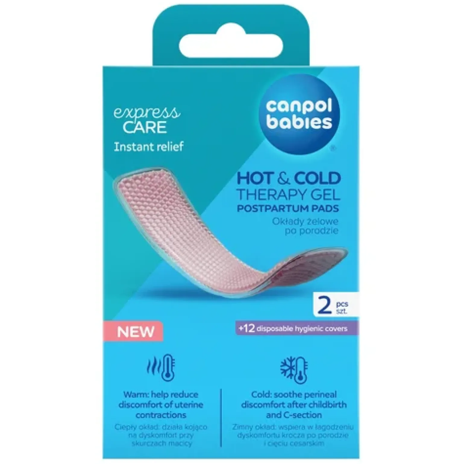 Canpol babies Okłady żelowe po porodzie do terapii ciepłem lub zimnem 2 szt. (PRODUKT MEDYCZNY)