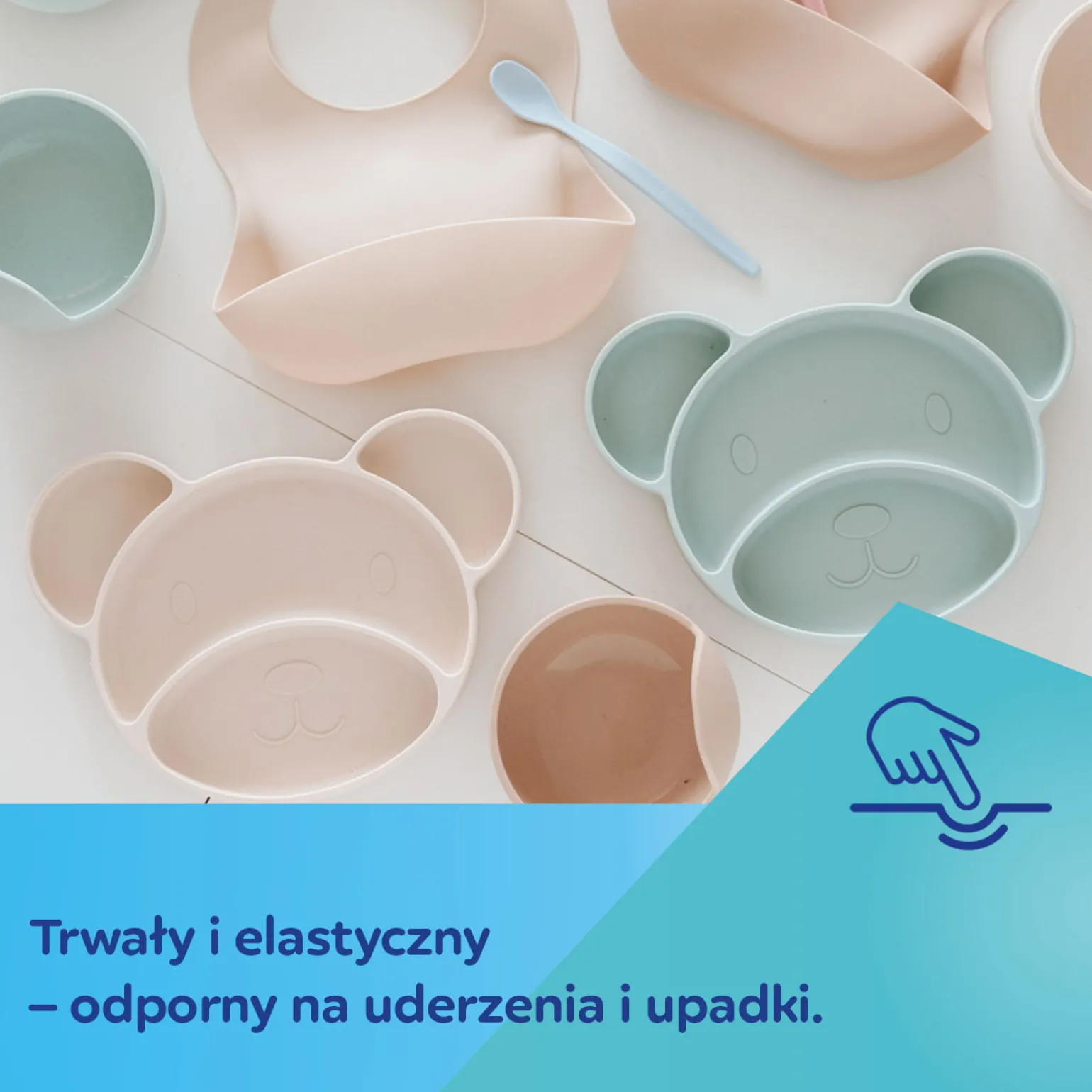 Canpol babies Silikonowy, Trójdzielny Talerzyk z Przyssawką MIŚ Beige
