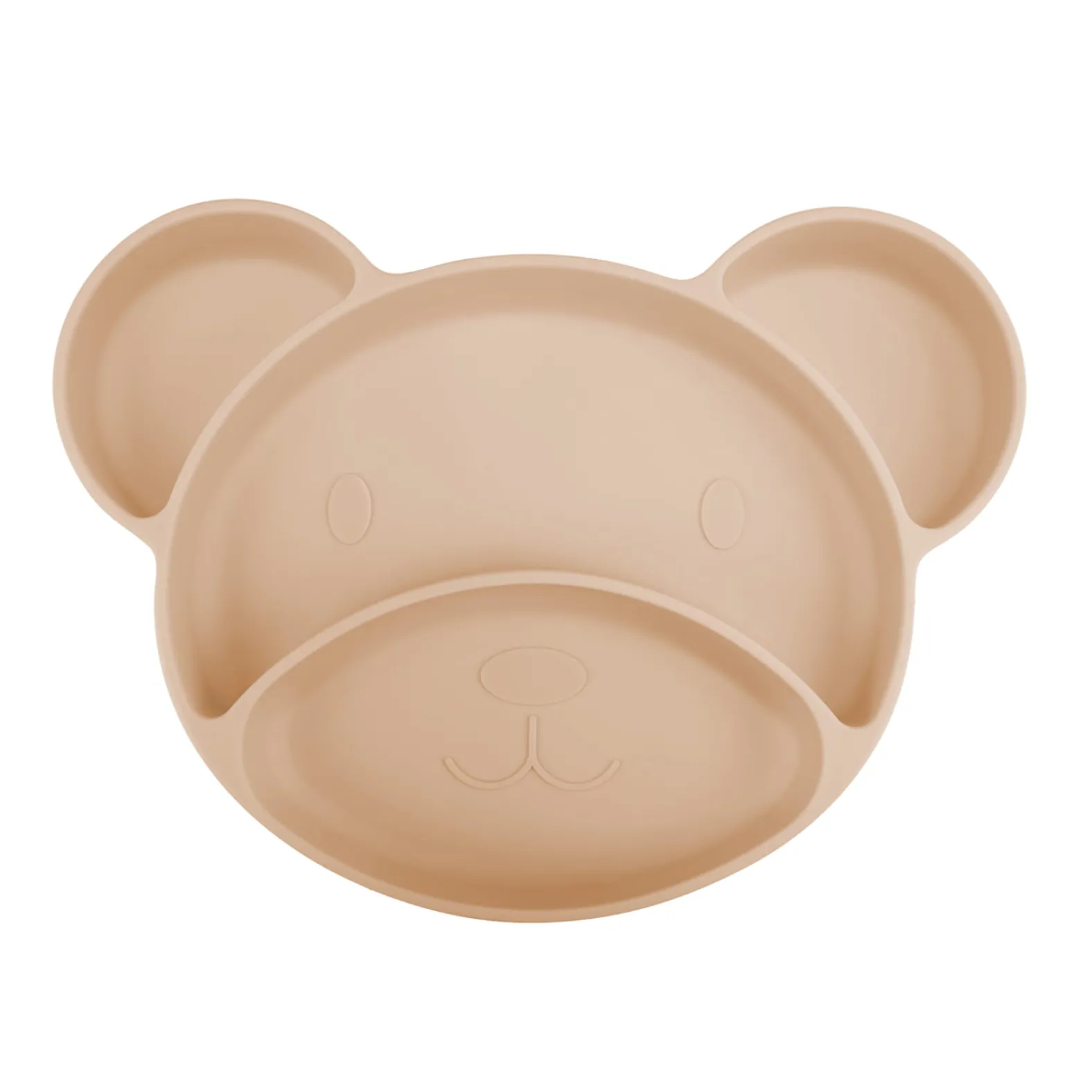 Canpol babies Silikonowy, Trójdzielny Talerzyk z Przyssawką MIŚ Beige