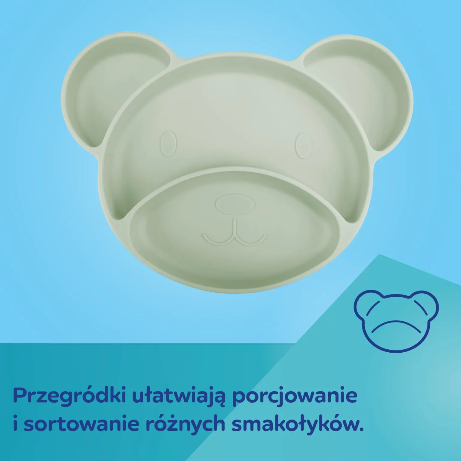 Canpol babies Silikonowy, Trójdzielny Talerzyk z Przyssawką MIŚ Beige