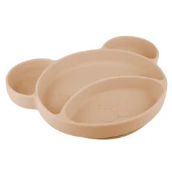 Canpol babies Silikonowy, Trójdzielny Talerzyk z Przyssawką MIŚ Beige