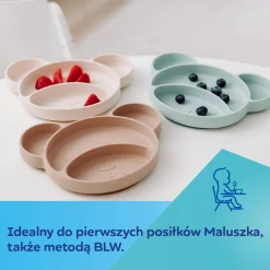 Canpol babies Silikonowy, Trójdzielny Talerzyk z Przyssawką MIŚ Creme
