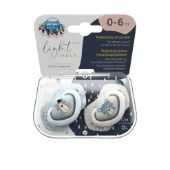 Canpol babies Smoczek silikonowy 0-6m symetryczny BONJOUR PARIS BLUE 2szt.