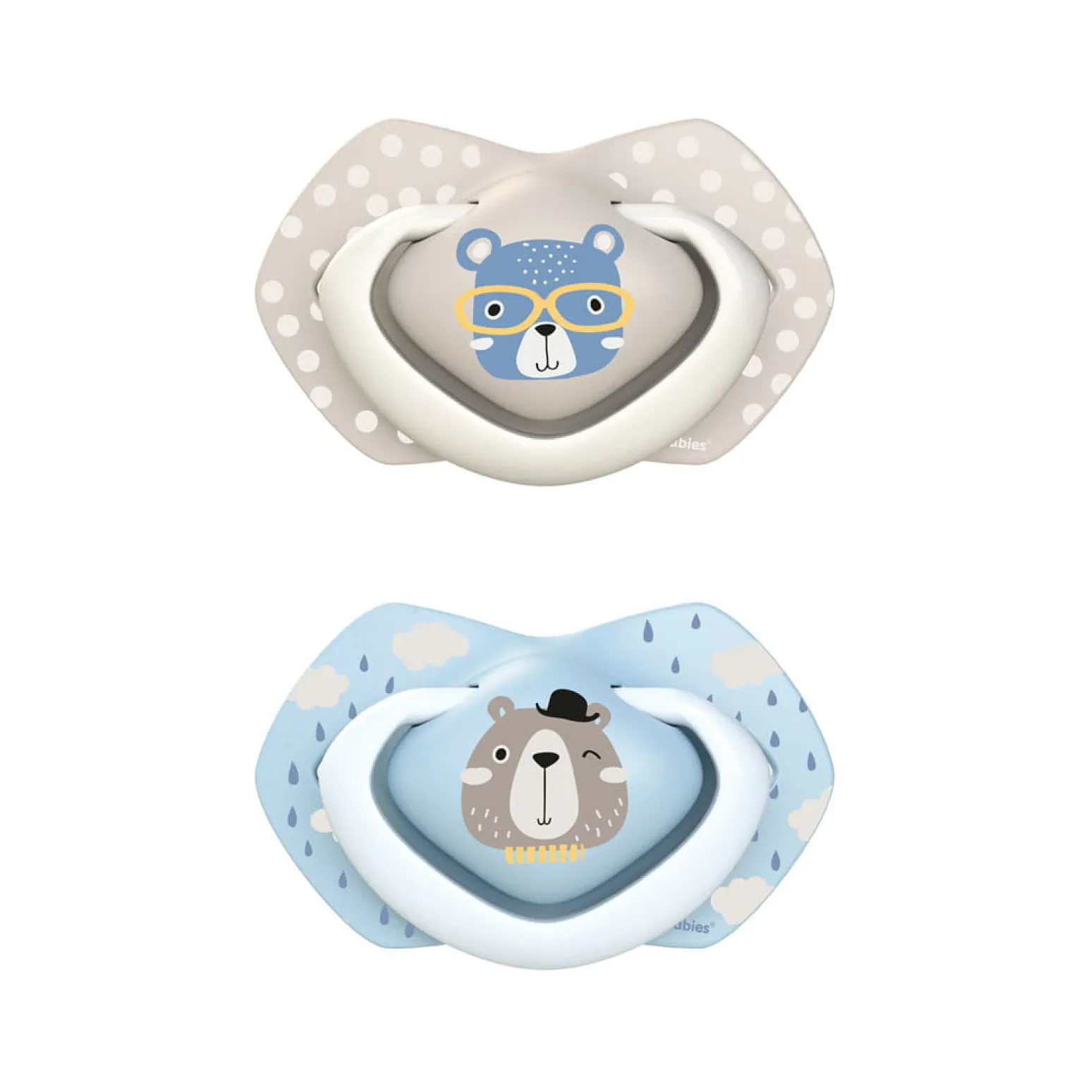 Canpol babies Smoczek silikonowy 0-6m symetryczny BONJOUR PARIS BLUE 2szt.