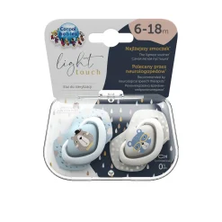 Canpol babies Smoczek silikonowy 6-18m symetryczny BONJOUR PARIS BLUE 2szt.