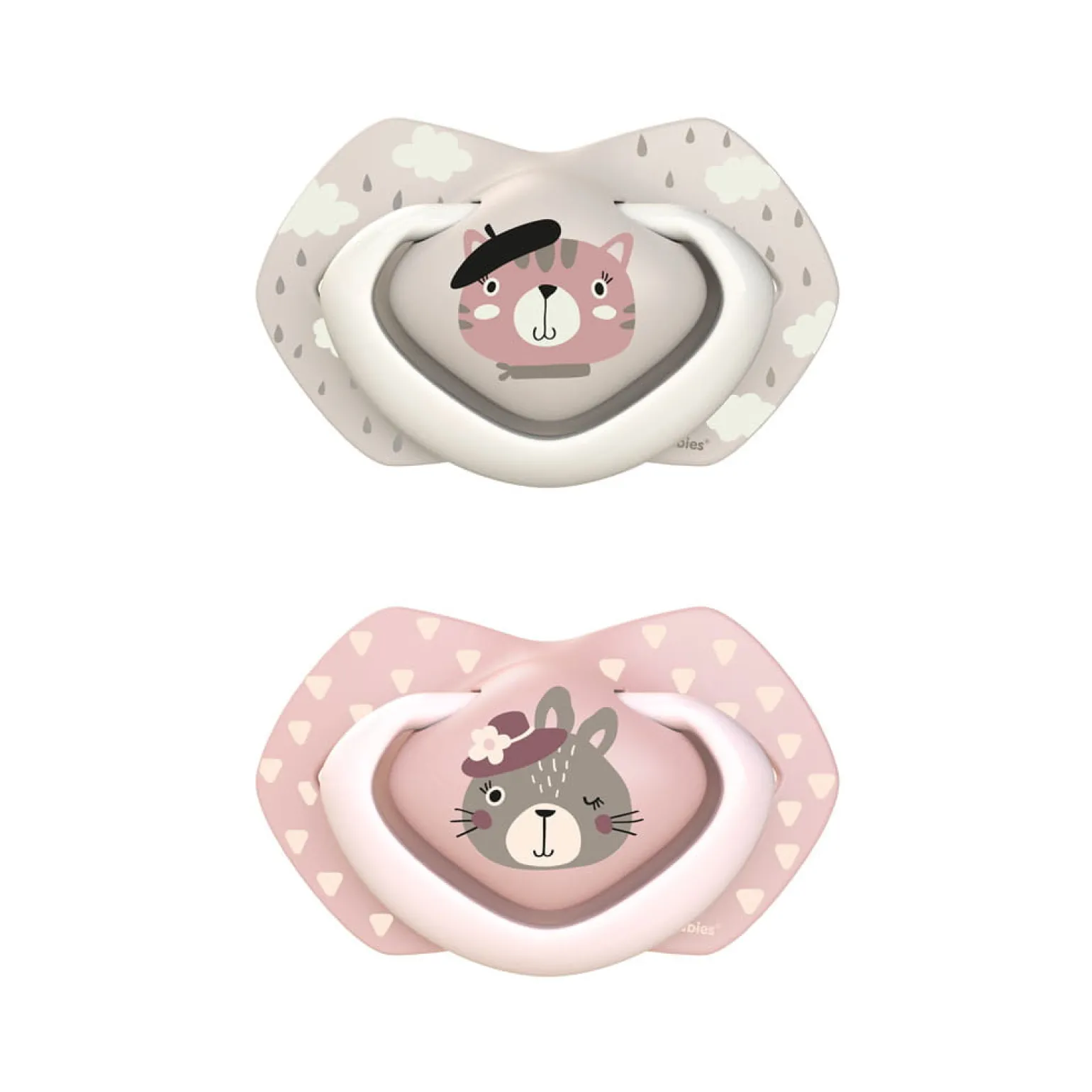 Canpol babies Smoczek silikonowy 6-18m symetryczny BONJOUR PARIS PINK 2szt.