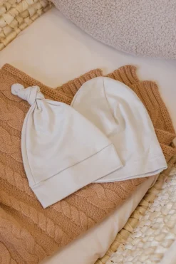 Czapeczka niemowlęca z bawełny organicznej 2 pack- Beige