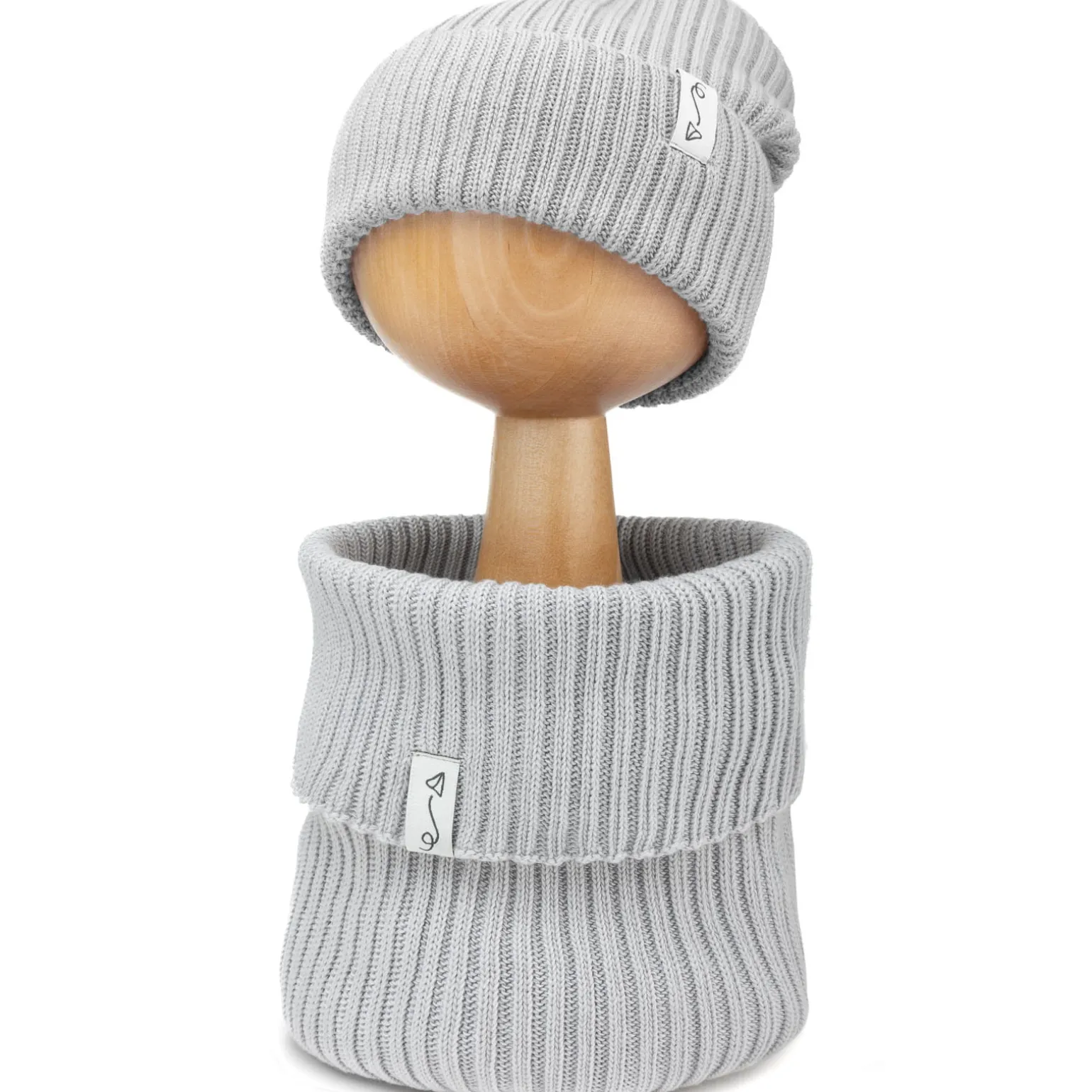 Czapeczka z dzianiny bawełnianej - LIGHT GREY