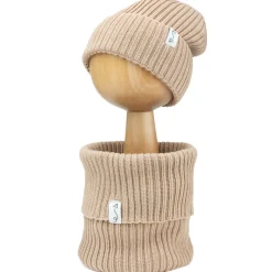 Czapeczka z dzianiny bawełnianej - LIGHT BEIGE