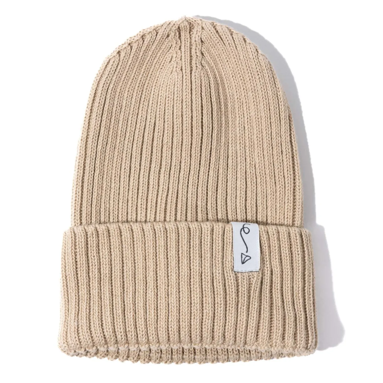 Czapeczka z dzianiny bawełnianej - LIGHT BEIGE