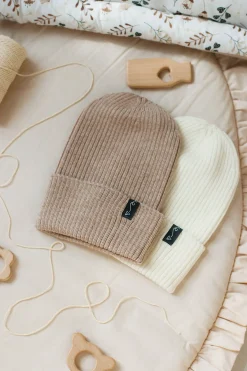 Czapeczka z wełny Merino - BEIGE MELANGE