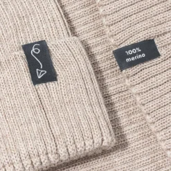 Czapeczka z wełny Merino - BEIGE MELANGE