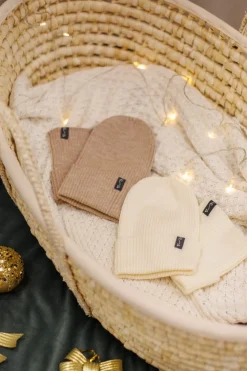 Czapeczka z wełny Merino - BEIGE MELANGE