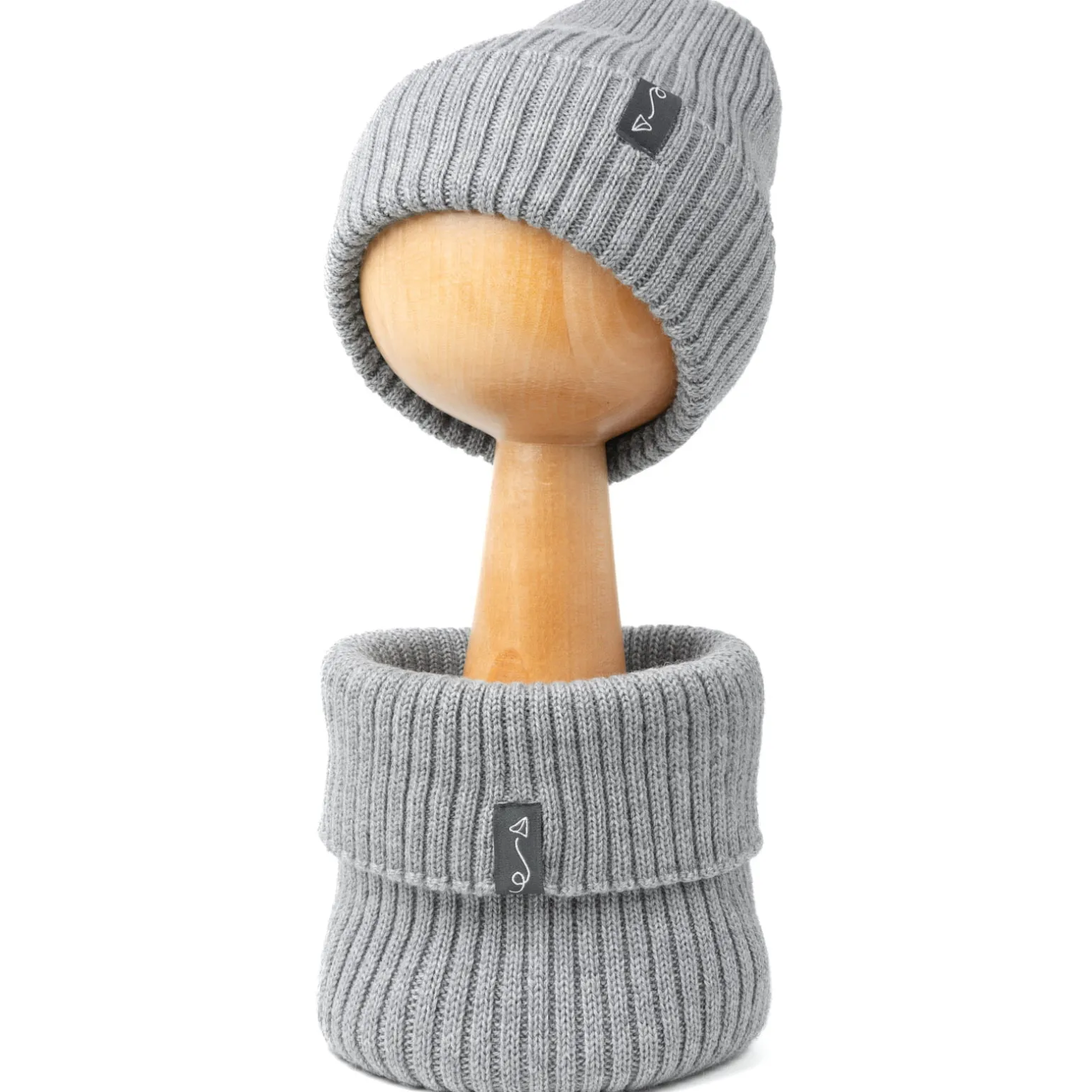 Czapeczka z wełny Merino - GREY MELANGE