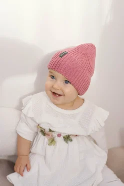 Czapeczka z wełny Merino - PINK