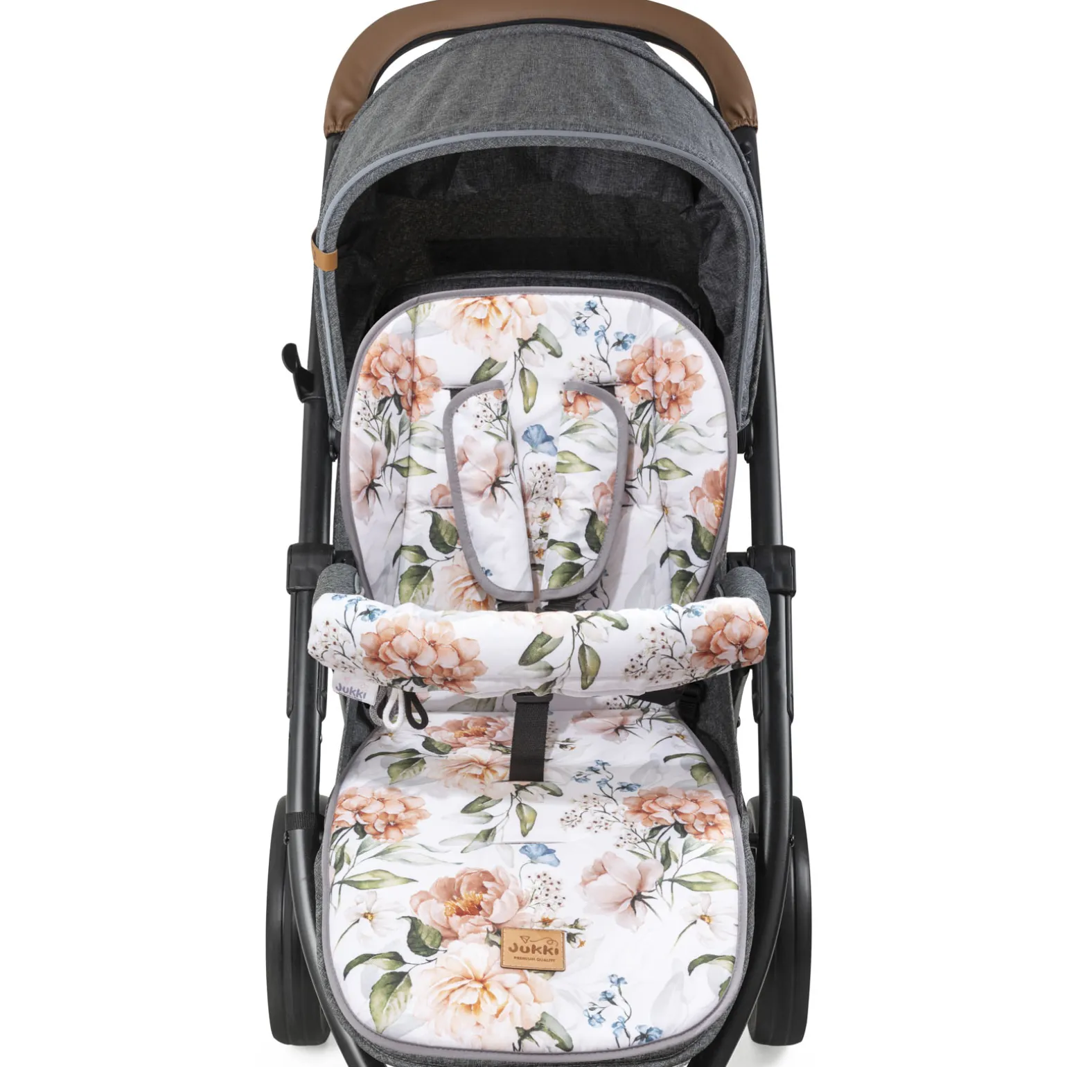 Dwustronna wkładka do wózka spacerowego - Peony White
