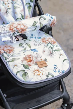 Dwustronna wkładka do wózka spacerowego - Peony White