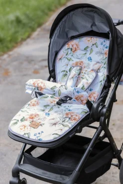Dwustronna wkładka do wózka spacerowego - Peony White