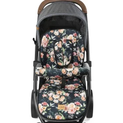 Dwustronna wkładka do wózka spacerowego - Peony Black