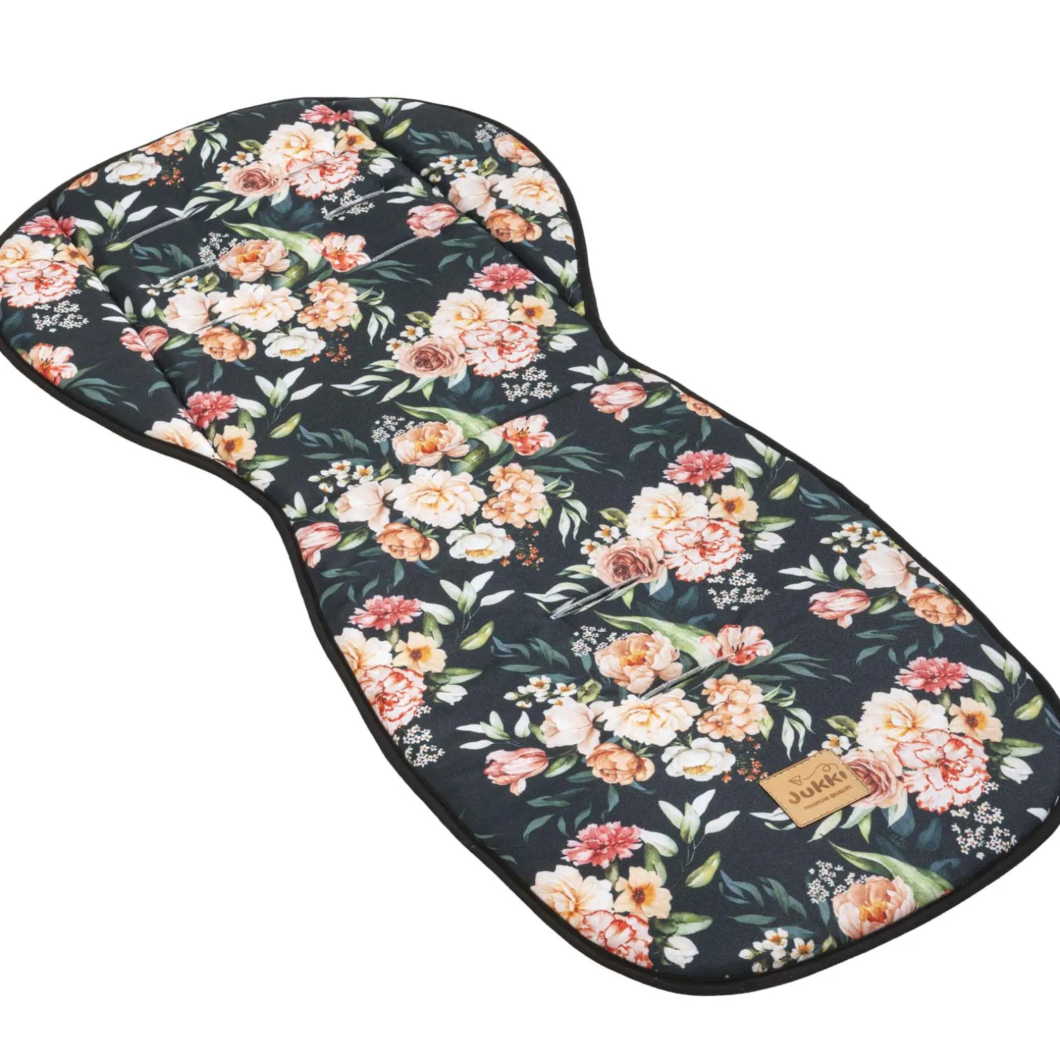 Dwustronna wkładka do wózka spacerowego - Peony Black